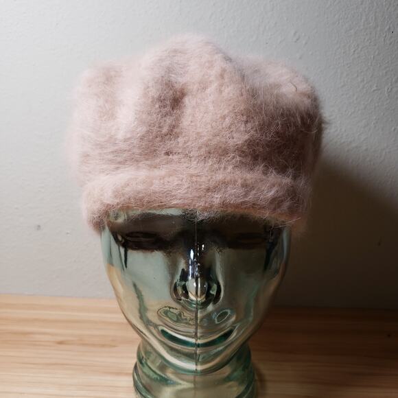 Vintage Accessories - Vintage Women's Angora And Wool Fashion Baret Hat Beige Cream Winter Old Money